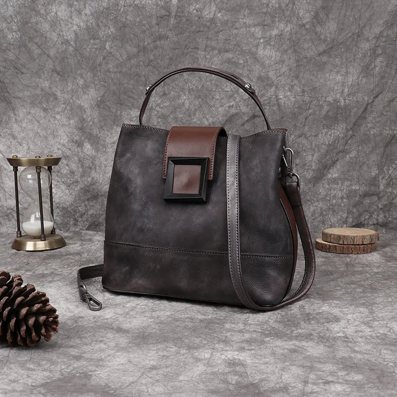 Helena Vintage Bucket – Bucket-Tasche aus Premium-Echtleder