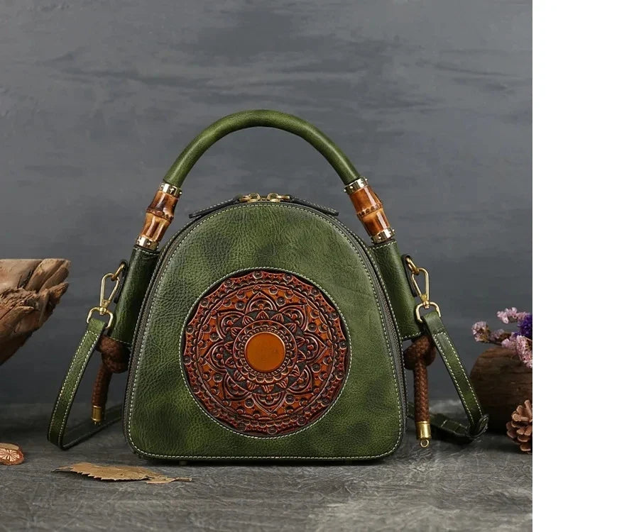 Shell-Tasche Oriental Mei Vintage – Aus echtem Premium-Leder