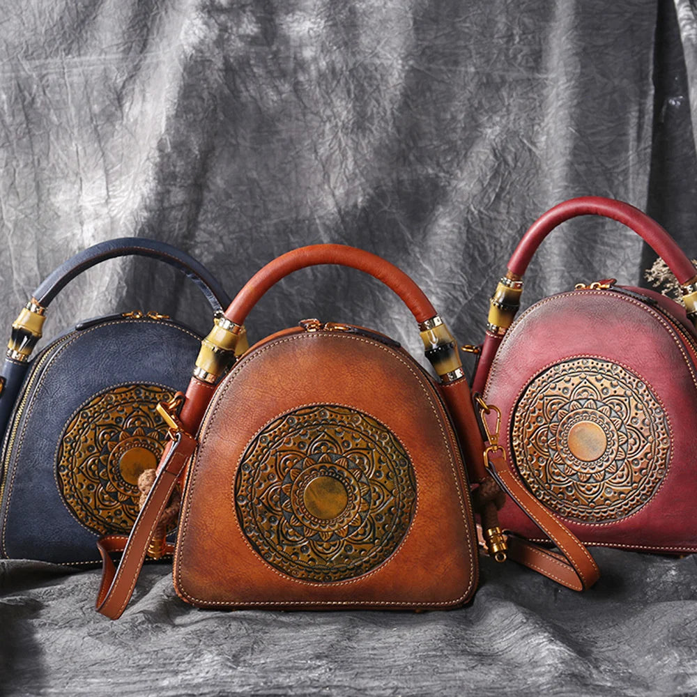 Shell-Tasche Oriental Mei Vintage – Aus echtem Premium-Leder