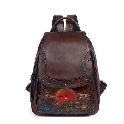 Rucksack Floral Inês Vintage – Aus echtem Premium-Leder