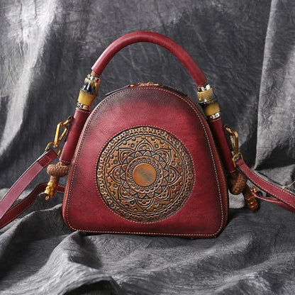 Shell-Tasche Oriental Mei Vintage – Aus echtem Premium-Leder