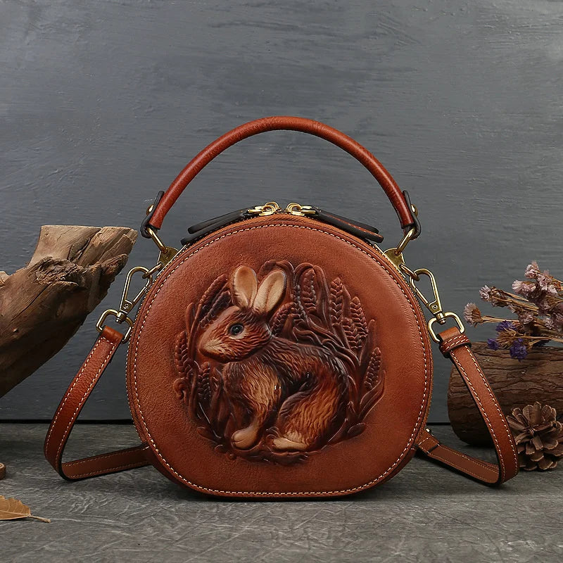 Runde Tasche Colette Vintage – Aus echtem Premium-Leder