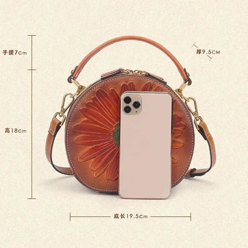Tasche Luna Floral Vintage – Aus echtem Premium-Leder