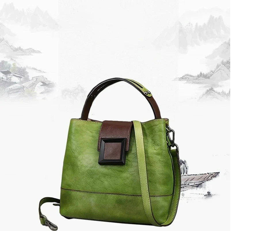 Helena Vintage Bucket – Bucket-Tasche aus Premium-Echtleder