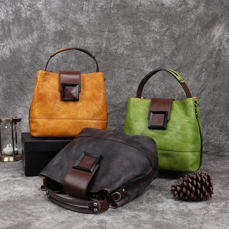 Helena Vintage Bucket – Bucket-Tasche aus Premium-Echtleder