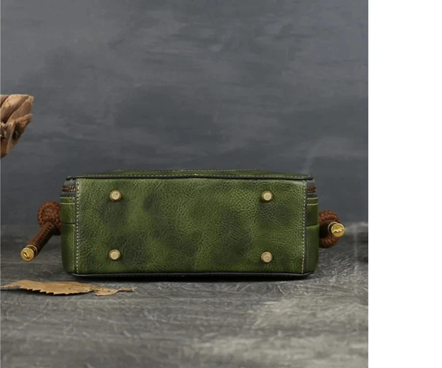 Shell-Tasche Oriental Mei Vintage – Aus echtem Premium-Leder