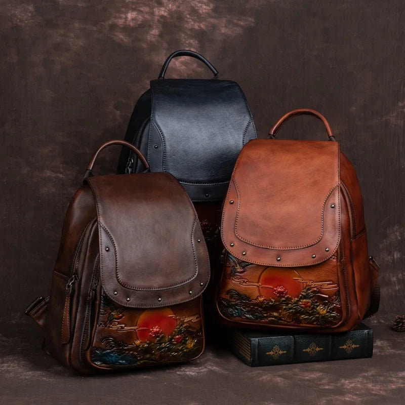 Rucksack Floral Inês Vintage – Aus echtem Premium-Leder