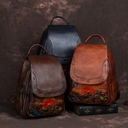Rucksack Floral Inês Vintage – Aus echtem Premium-Leder