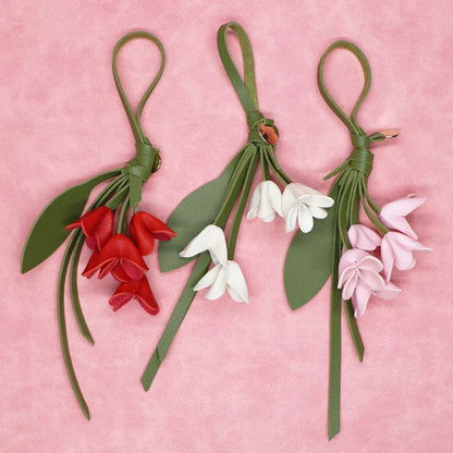 Fleur Élise – Floraler Schlüsselanhänger aus Leder für Taschen oder Handtaschen
